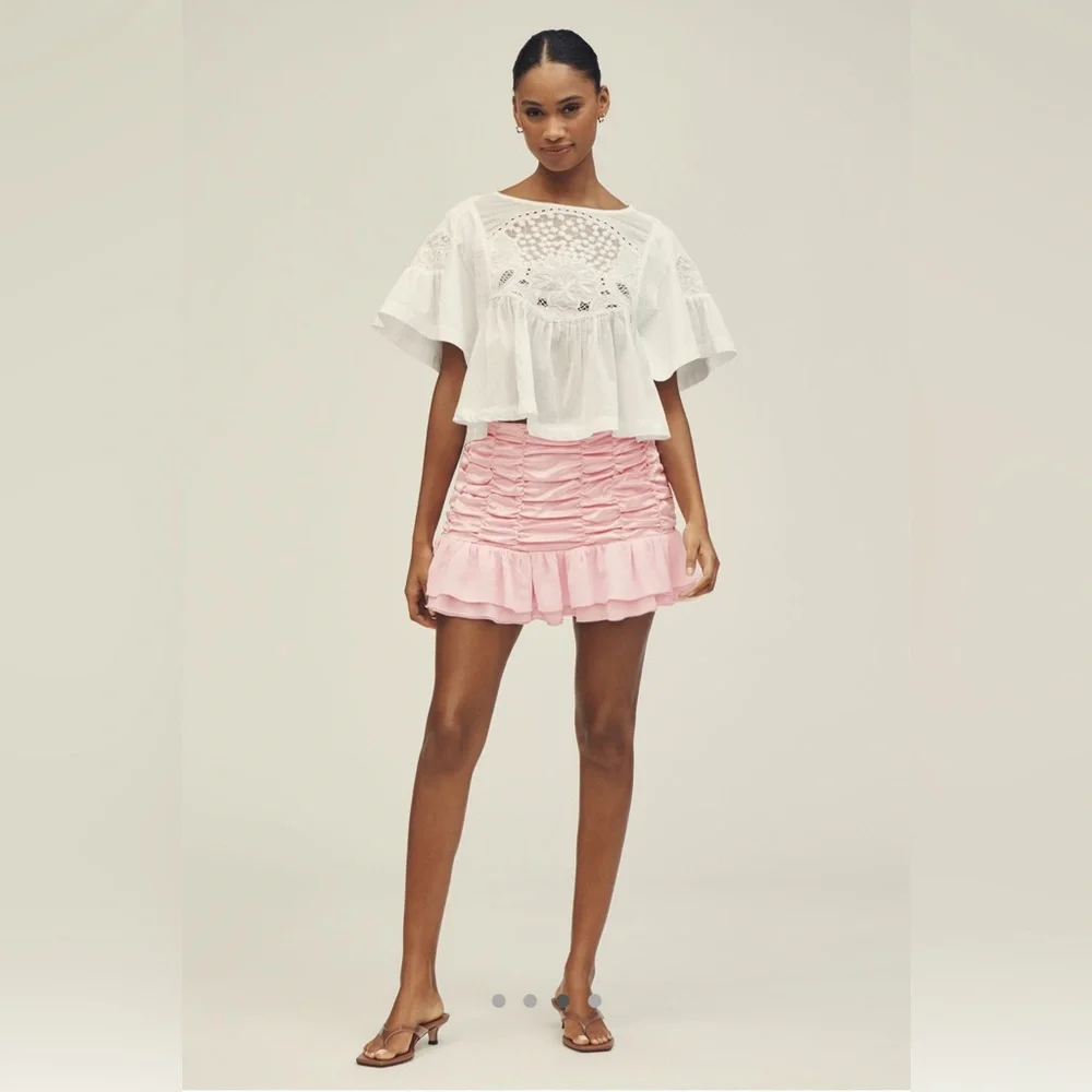 NWT MAEVE SATIN CHIFFON RUCHED MINI SKIRT - L - NWT - Picture 3 of 10